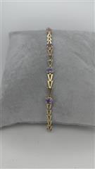 Amethyst Gold-Stone Bracelet 14K Yellow Gold 5.05g